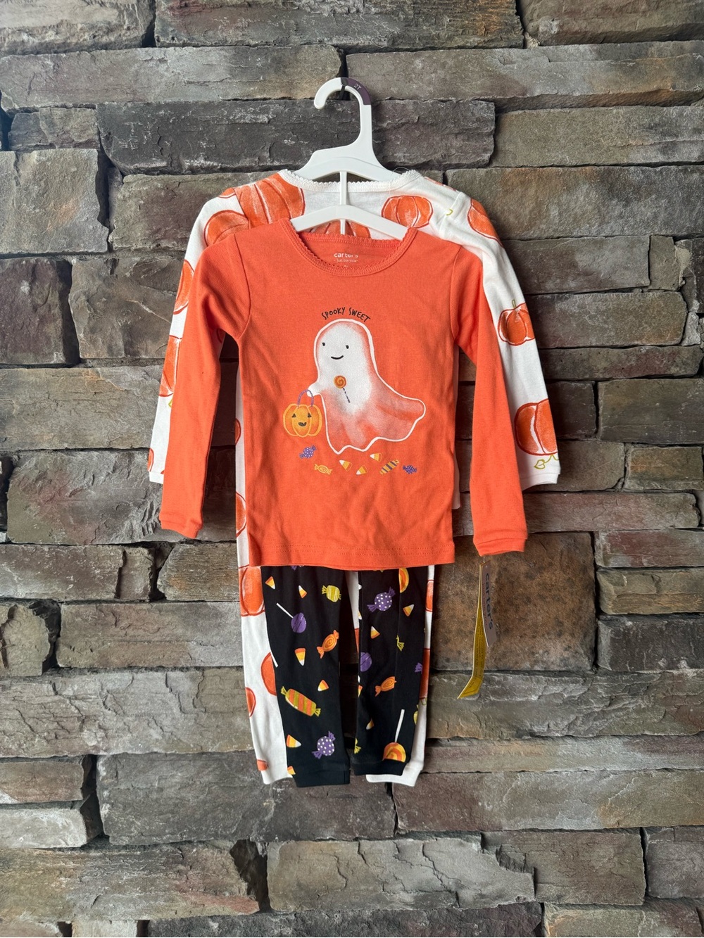 NWT Toddler Girls Halloween Ghost Candy/Pumpkin Pajama Set 2T